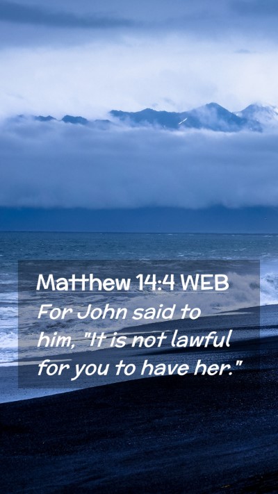 Picture 02 - Matthew 14:4 WEB Mobile Phone Wallpaper - For John said to him, 