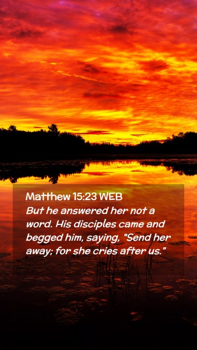 Picture 02 - Matthew 15:23 WEB Mobile Phone Wallpaper - But he answered her not a word. His disciples - Mobile Bible Verse Wallpaper