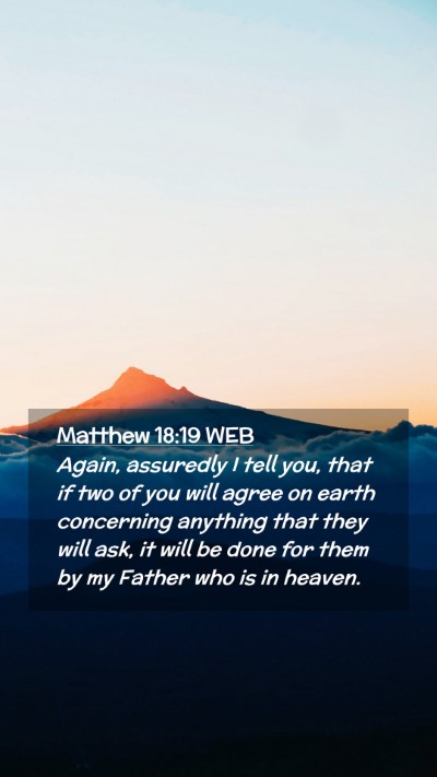 Picture 02 - Matthew 18:19 WEB Mobile Phone Wallpaper - Again, assuredly I tell you, that if two of you - Mobile Bible Verse Wallpaper