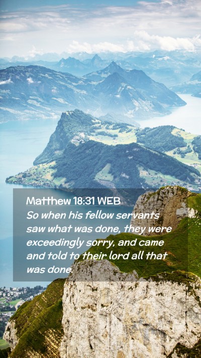 Picture 02 - Matthew 18:31 WEB Mobile Phone Wallpaper - So when his fellow servants saw what was done, - Mobile Bible Verse Wallpaper