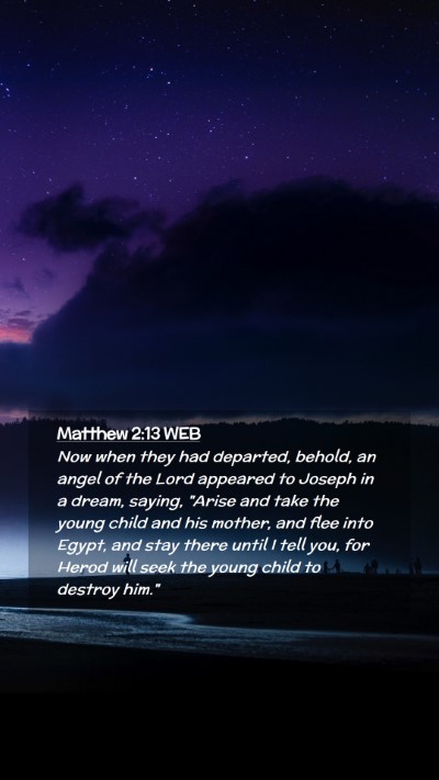 Picture 02 - Matthew 2:13 WEB Mobile Phone Wallpaper - Now when they had departed, behold, an angel of - Mobile Bible Verse Wallpaper