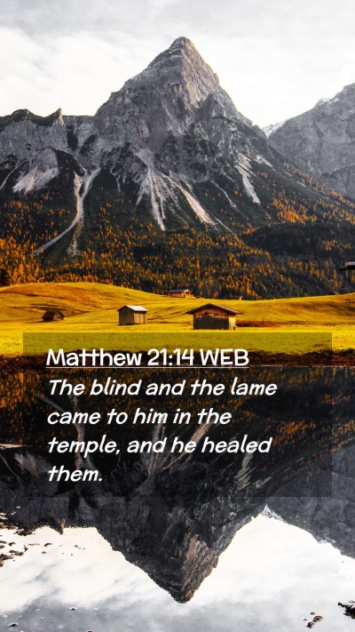 Picture 02 - Matthew 21:14 WEB Mobile Phone Wallpaper - The blind and the lame came to him in the temple, - Mobile Bible Verse Wallpaper