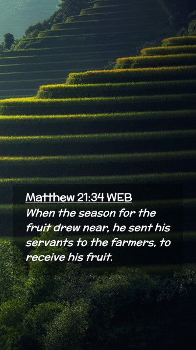 Picture 02 - Matthew 21:34 WEB Mobile Phone Wallpaper - When the season for the fruit drew near, he sent - Mobile Bible Verse Wallpaper