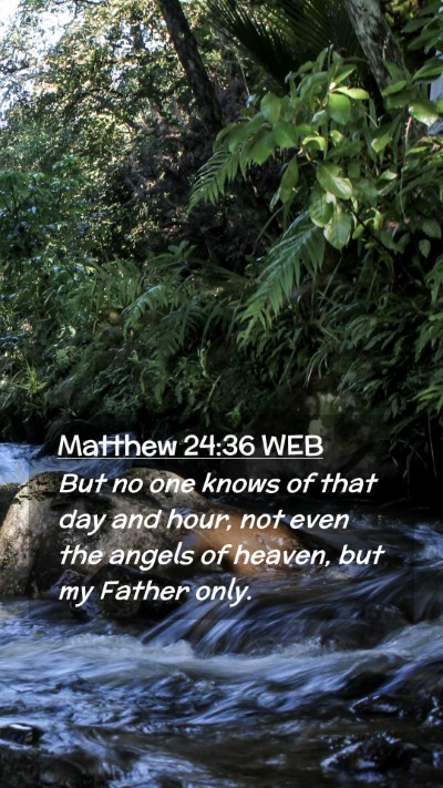 Picture 02 - Matthew 24:36 WEB Mobile Phone Wallpaper - But no one knows of that day and hour, not even - Mobile Bible Verse Wallpaper