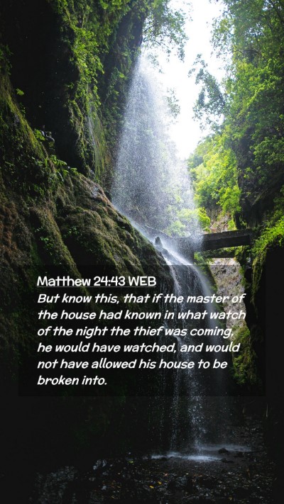 Picture 02 - Matthew 24:43 WEB Mobile Phone Wallpaper - But know this, that if the master of the house - Mobile Bible Verse Wallpaper