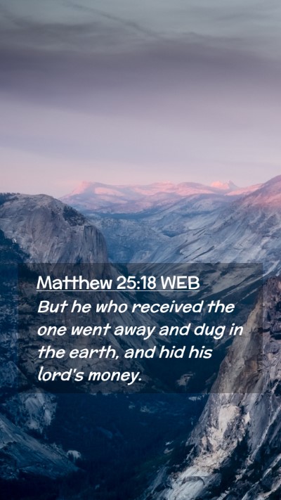 Picture 02 - Matthew 25:18 WEB Mobile Phone Wallpaper - But he who received the one went away and dug in - Mobile Bible Verse Wallpaper