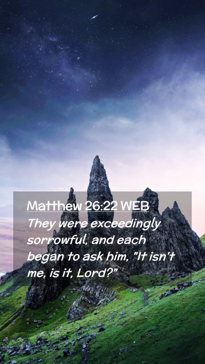 Picture 02 - Matthew 26:22 WEB Mobile Phone Wallpaper - They were exceedingly sorrowful, and each began - Mobile Bible Verse Wallpaper