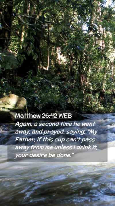 Picture 02 - Matthew 26:42 WEB Mobile Phone Wallpaper - Again, a second time he went away, and prayed, - Mobile Bible Verse Wallpaper