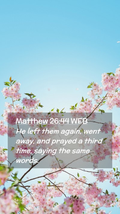 Picture 02 - Matthew 26:44 WEB Mobile Phone Wallpaper - He left them again, went away, and prayed a third - Mobile Bible Verse Wallpaper