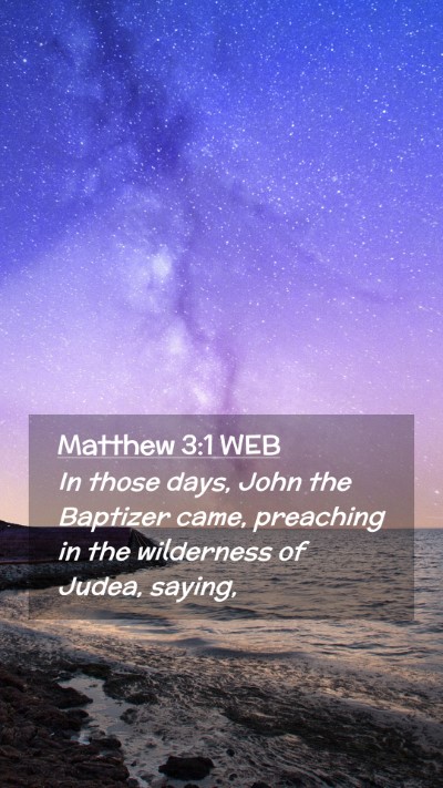 Picture 02 - Matthew 3:1 WEB Mobile Phone Wallpaper - In those days, John the Baptizer came, preaching - Mobile Bible Verse Wallpaper
