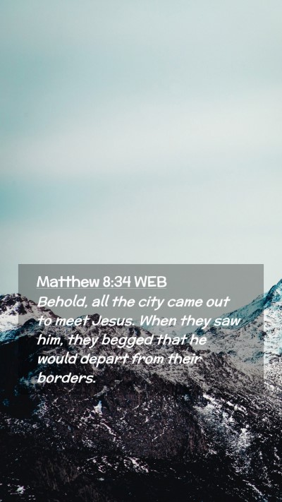 Picture 02 - Matthew 8:34 WEB Mobile Phone Wallpaper - Behold, all the city came out to meet Jesus. When - Mobile Bible Verse Wallpaper