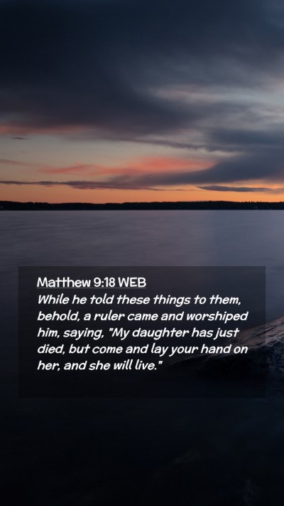 Picture 02 - Matthew 9:18 WEB Mobile Phone Wallpaper - While he told these things to them, behold, a - Mobile Bible Verse Wallpaper