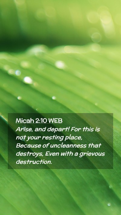 Picture 02 - Micah 2:10 WEB Mobile Phone Wallpaper - Arise, and depart! For this is not your resting - Mobile Bible Verse Wallpaper