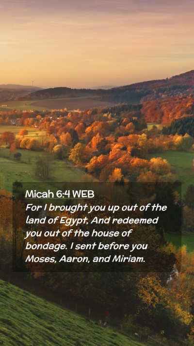 Picture 02 - Micah 6:4 WEB Mobile Phone Wallpaper - For I brought you up out of the land of Egypt, - Mobile Bible Verse Wallpaper