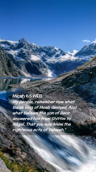 Picture 02 - Micah 6:5 WEB Mobile Phone Wallpaper - My people, remember now what Balak king of Moab - Mobile Bible Verse Wallpaper
