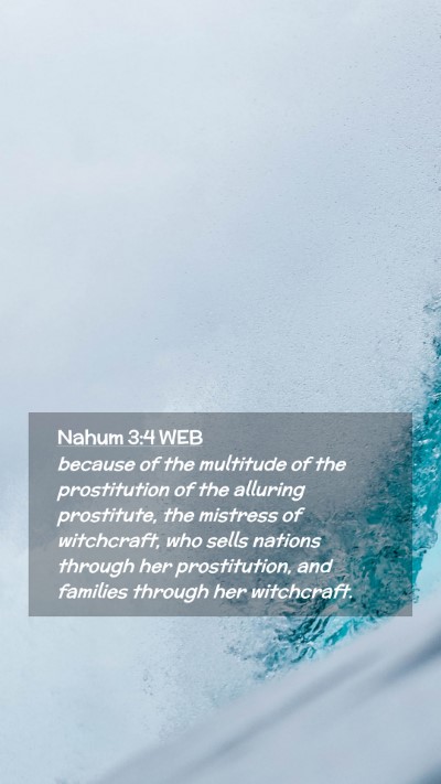 Picture 02 - Nahum 3:4 WEB Mobile Phone Wallpaper - because of the multitude of the prostitution of - Mobile Bible Verse Wallpaper