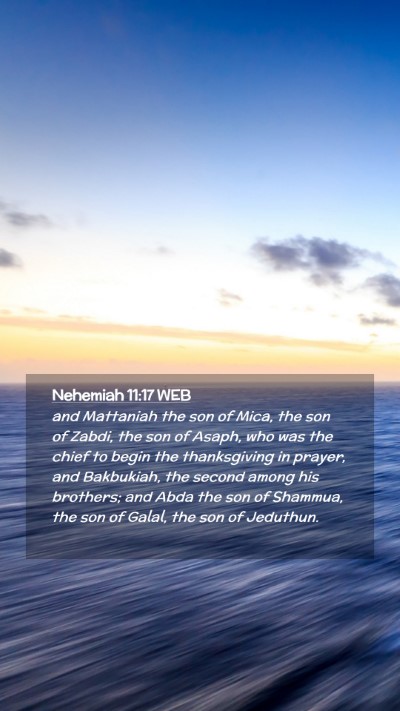 Picture 02 - Nehemiah 11:17 WEB Mobile Phone Wallpaper - and Mattaniah the son of Mica, the son of Zabdi, - Mobile Bible Verse Wallpaper