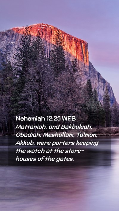 Picture 02 - Nehemiah 12:25 WEB Mobile Phone Wallpaper - Mattaniah, and Bakbukiah, Obadiah, Meshullam, - Mobile Bible Verse Wallpaper