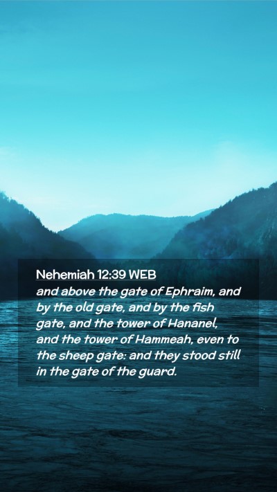 Picture 02 - Nehemiah 12:39 WEB Mobile Phone Wallpaper - and above the gate of Ephraim, and by the old - Mobile Bible Verse Wallpaper