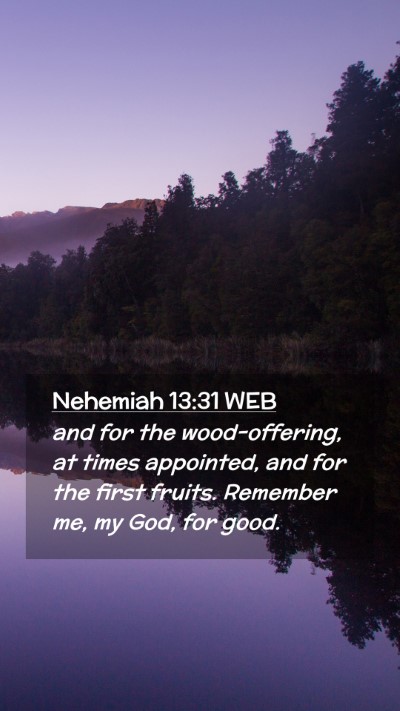 Picture 02 - Nehemiah 13:31 WEB Mobile Phone Wallpaper - and for the wood-offering, at times appointed, - Mobile Bible Verse Wallpaper