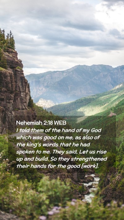 Picture 02 - Nehemiah 2:18 WEB Mobile Phone Wallpaper - I told them of the hand of my God which was good - Mobile Bible Verse Wallpaper
