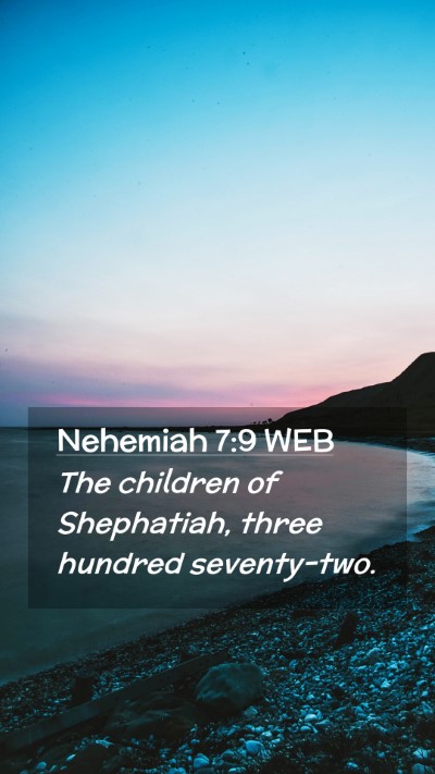 Picture 02 - Nehemiah 7:9 WEB Mobile Phone Wallpaper - The children of Shephatiah, three hundred - Mobile Bible Verse Wallpaper