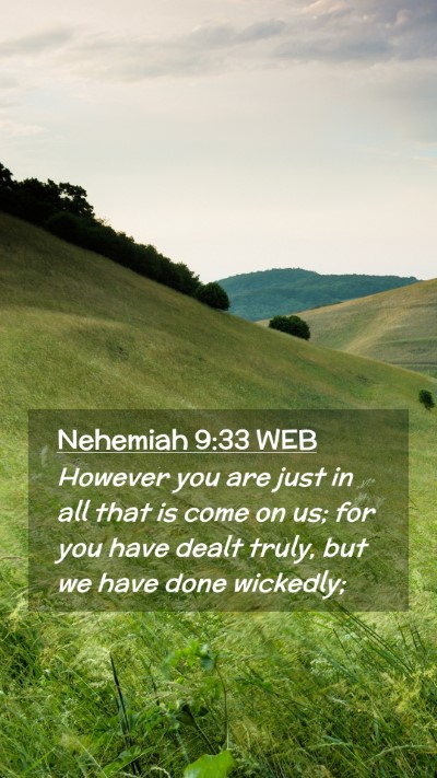 Picture 02 - Nehemiah 9:33 WEB Mobile Phone Wallpaper - However you are just in all that is come on us; - Mobile Bible Verse Wallpaper