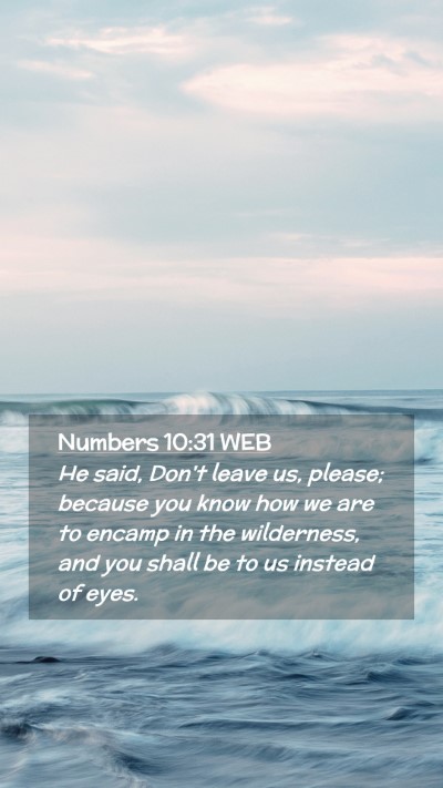 Picture 02 - Numbers 10:31 WEB Mobile Phone Wallpaper - He said, Don't leave us, please; because you know - Mobile Bible Verse Wallpaper