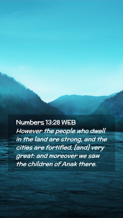 Picture 02 - Numbers 13:28 WEB Mobile Phone Wallpaper - However the people who dwell in the land are - Mobile Bible Verse Wallpaper