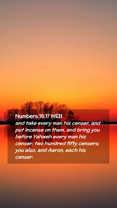 Picture 02 - Numbers 16:17 WEB Mobile Phone Wallpaper - and take every man his censer, and put incense on - Mobile Bible Verse Wallpaper