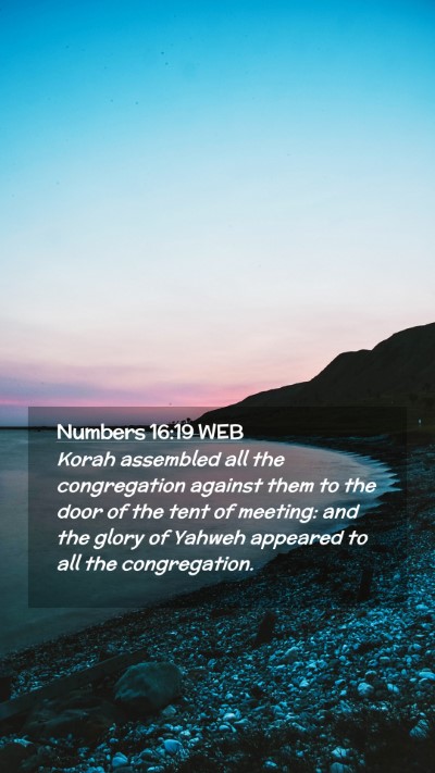 Picture 02 - Numbers 16:19 WEB Mobile Phone Wallpaper - Korah assembled all the congregation against them - Mobile Bible Verse Wallpaper