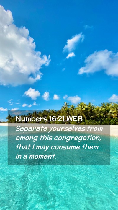 Picture 02 - Numbers 16:21 WEB Mobile Phone Wallpaper - Separate yourselves from among this congregation, - Mobile Bible Verse Wallpaper