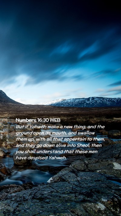 Picture 02 - Numbers 16:30 WEB Mobile Phone Wallpaper - But if Yahweh make a new thing, and the ground - Mobile Bible Verse Wallpaper