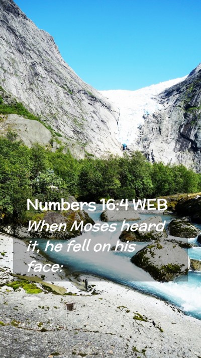 Picture 02 - Numbers 16:4 WEB Mobile Phone Wallpaper - When Moses heard it, he fell on his - Mobile Bible Verse Wallpaper