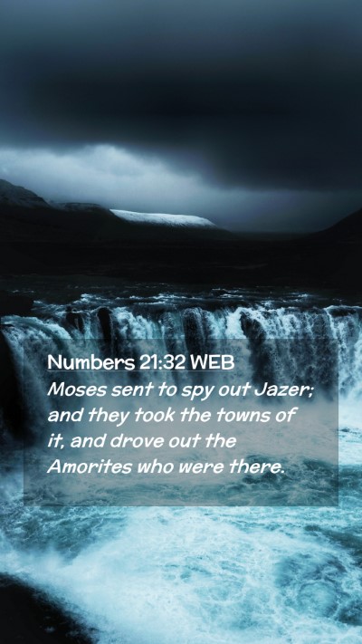Picture 02 - Numbers 21:32 WEB Mobile Phone Wallpaper - Moses sent to spy out Jazer; and they took the - Mobile Bible Verse Wallpaper