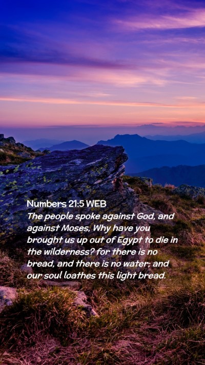 Picture 02 - Numbers 21:5 WEB Mobile Phone Wallpaper - The people spoke against God, and against Moses, - Mobile Bible Verse Wallpaper