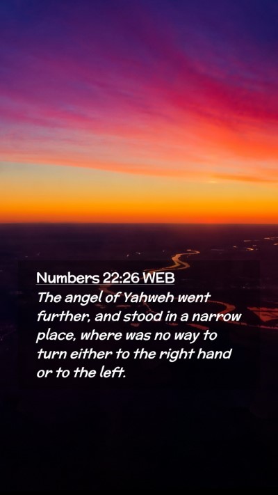Picture 02 - Numbers 22:26 WEB Mobile Phone Wallpaper - The angel of Yahweh went further, and stood in a - Mobile Bible Verse Wallpaper