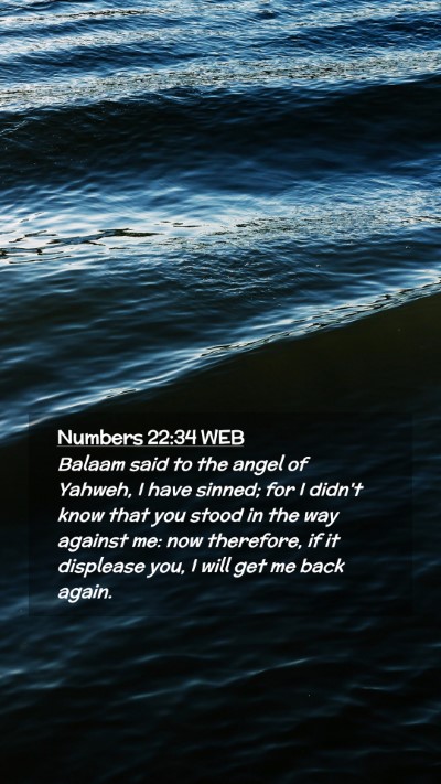 Picture 02 - Numbers 22:34 WEB Mobile Phone Wallpaper - Balaam said to the angel of Yahweh, I have - Mobile Bible Verse Wallpaper