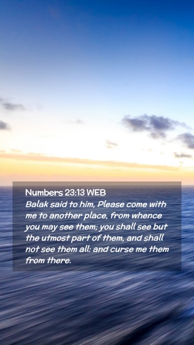 Picture 02 - Numbers 23:13 WEB Mobile Phone Wallpaper - Balak said to him, Please come with me to another - Mobile Bible Verse Wallpaper