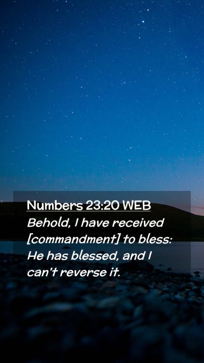 Picture 02 - Numbers 23:20 WEB Mobile Phone Wallpaper - Behold, I have received [commandment] to bless: - Mobile Bible Verse Wallpaper
