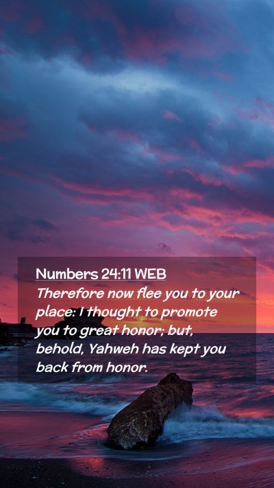 Picture 02 - Numbers 24:11 WEB Mobile Phone Wallpaper - Therefore now flee you to your place: I thought - Mobile Bible Verse Wallpaper