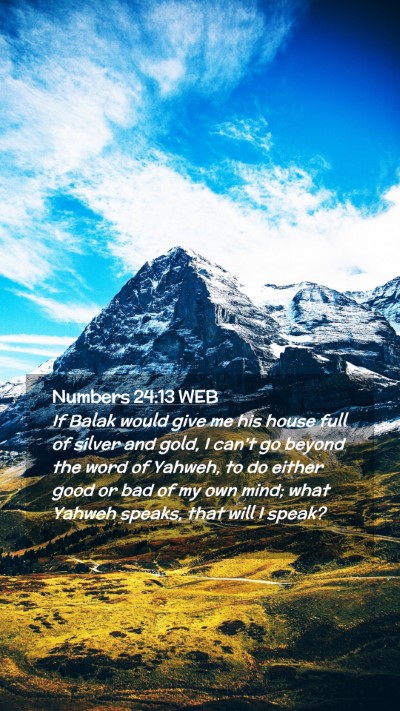 Picture 02 - Numbers 24:13 WEB Mobile Phone Wallpaper - If Balak would give me his house full of silver - Mobile Bible Verse Wallpaper