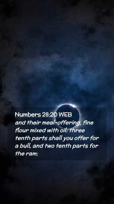 Picture 02 - Numbers 28:20 WEB Mobile Phone Wallpaper - and their meal-offering, fine flour mixed with - Mobile Bible Verse Wallpaper