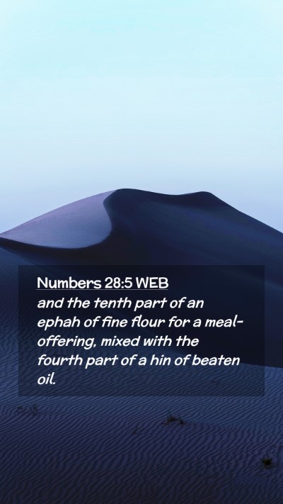 Picture 02 - Numbers 28:5 WEB Mobile Phone Wallpaper - and the tenth part of an ephah of fine flour for - Mobile Bible Verse Wallpaper
