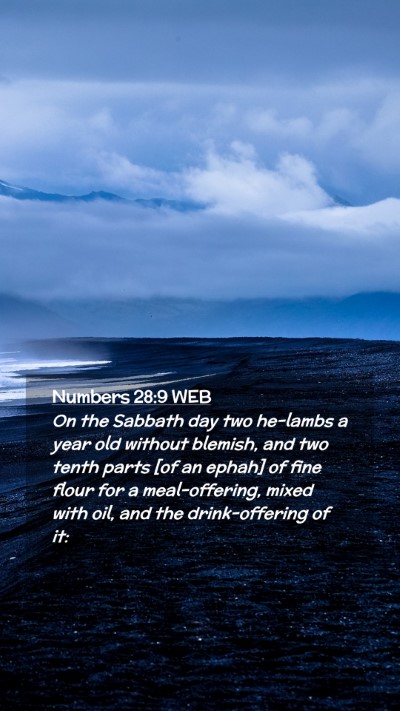 Picture 02 - Numbers 28:9 WEB Mobile Phone Wallpaper - On the Sabbath day two he-lambs a year old - Mobile Bible Verse Wallpaper