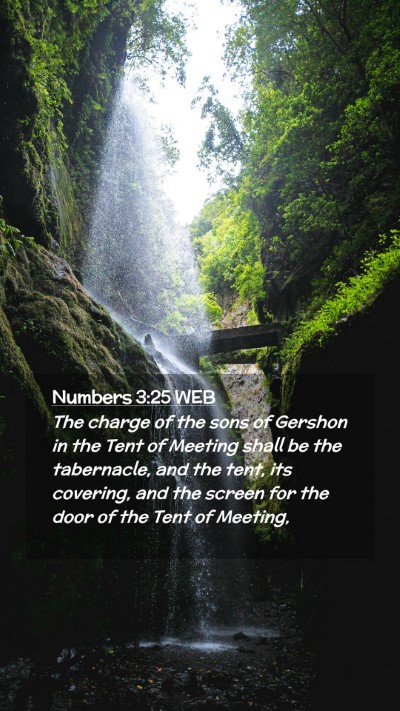 Picture 02 - Numbers 3:25 WEB Mobile Phone Wallpaper - The charge of the sons of Gershon in the Tent of - Mobile Bible Verse Wallpaper