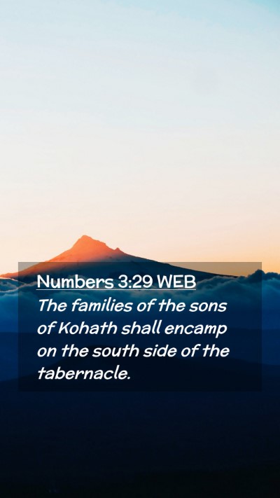 Picture 02 - Numbers 3:29 WEB Mobile Phone Wallpaper - The families of the sons of Kohath shall encamp - Mobile Bible Verse Wallpaper