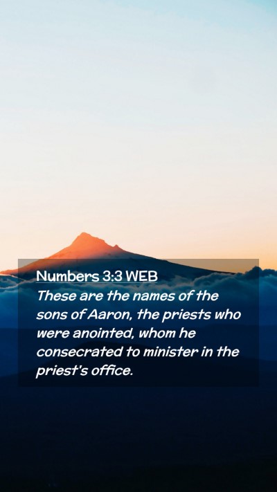 Picture 02 - Numbers 3:3 WEB Mobile Phone Wallpaper - These are the names of the sons of Aaron, the - Mobile Bible Verse Wallpaper