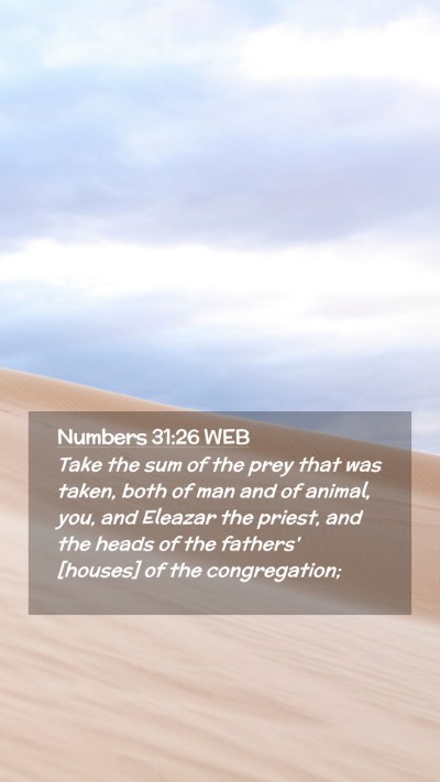 Picture 02 - Numbers 31:26 WEB Mobile Phone Wallpaper - Take the sum of the prey that was taken, both of - Mobile Bible Verse Wallpaper