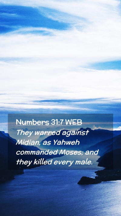 Picture 02 - Numbers 31:7 WEB Mobile Phone Wallpaper - They warred against Midian, as Yahweh commanded - Mobile Bible Verse Wallpaper